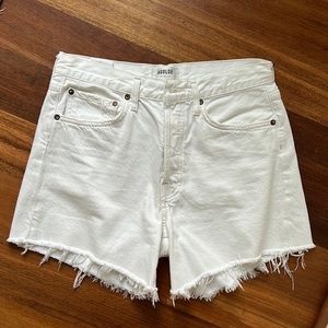 Agolde Parker white denim shorts